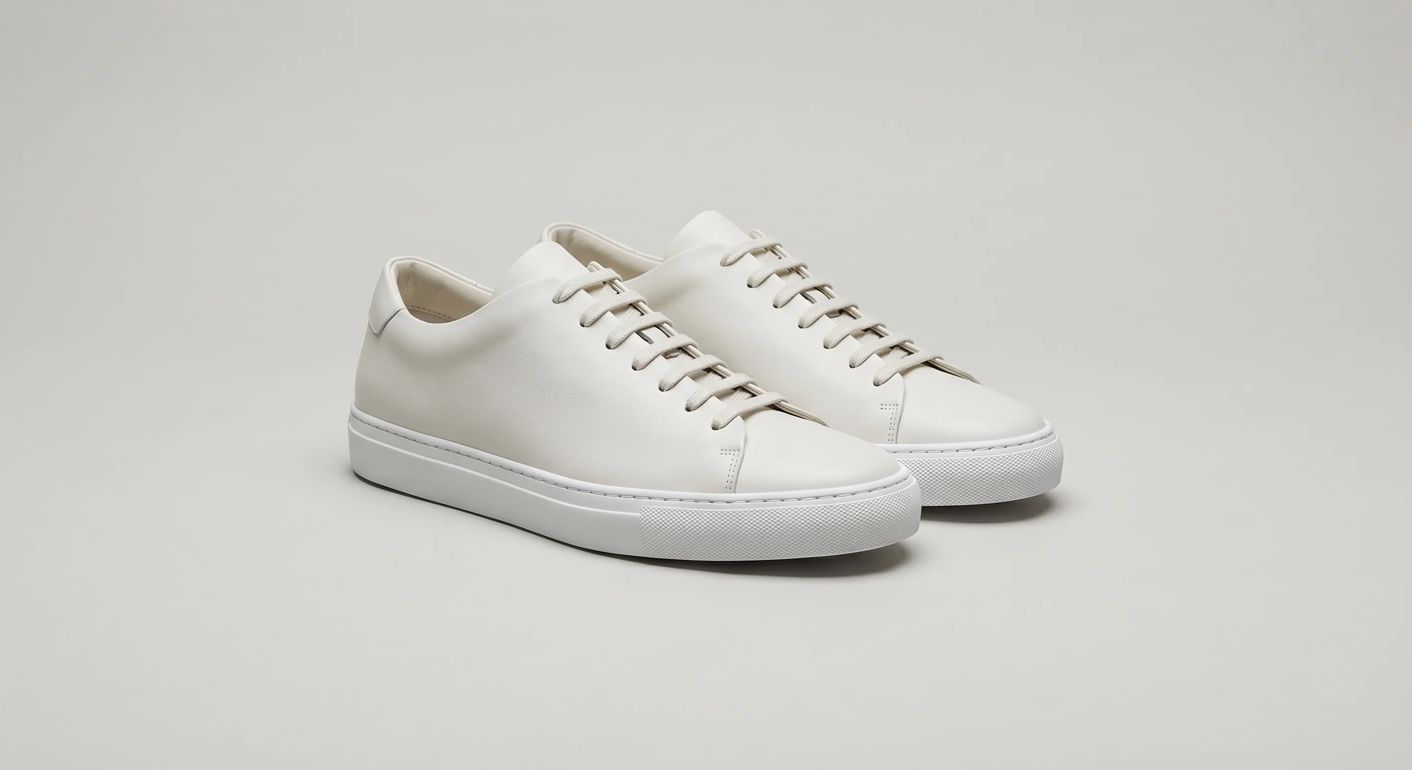 White Leather Low-Top Sneakers